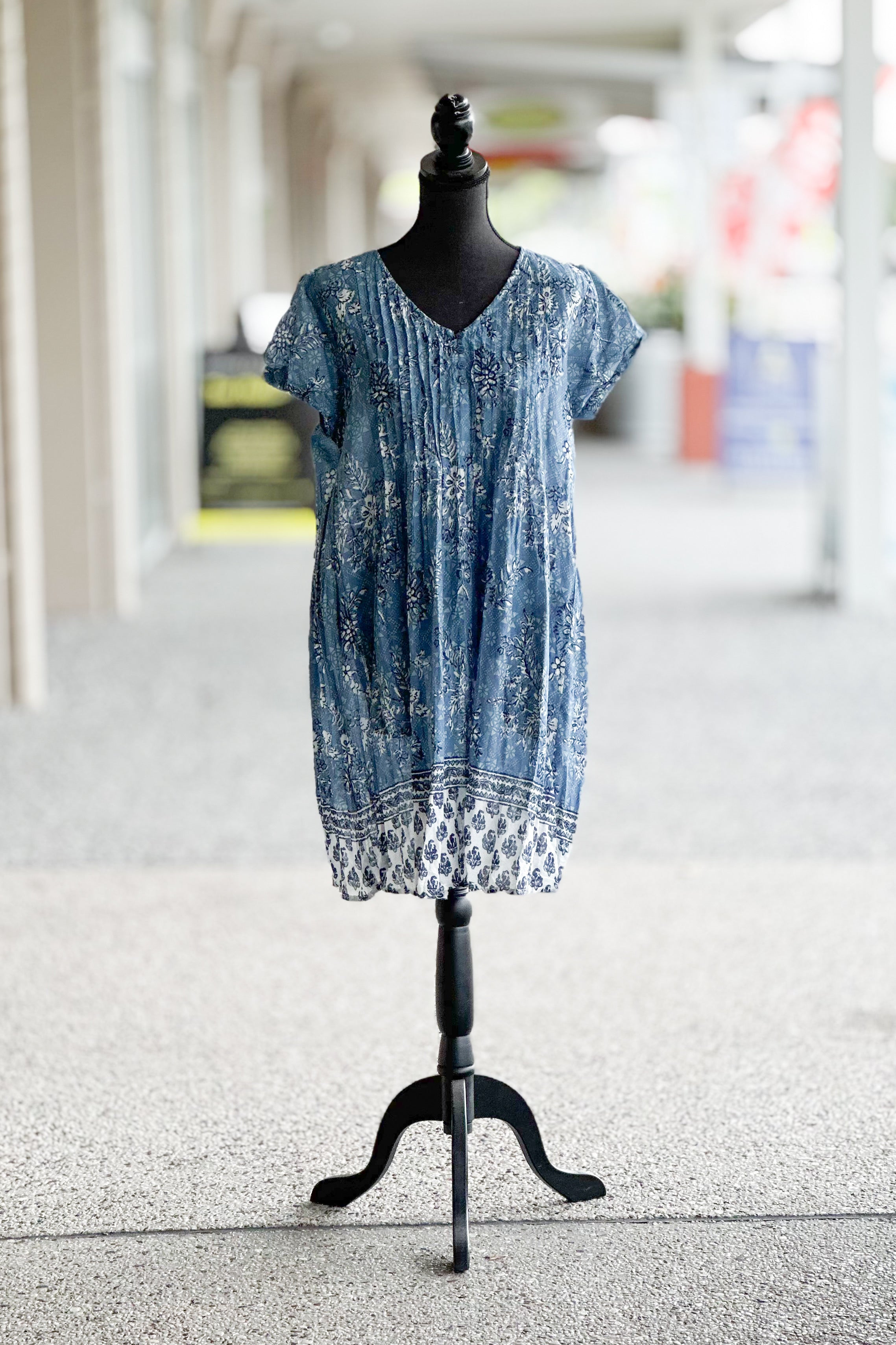 Indigo Blossom Tunic Dress