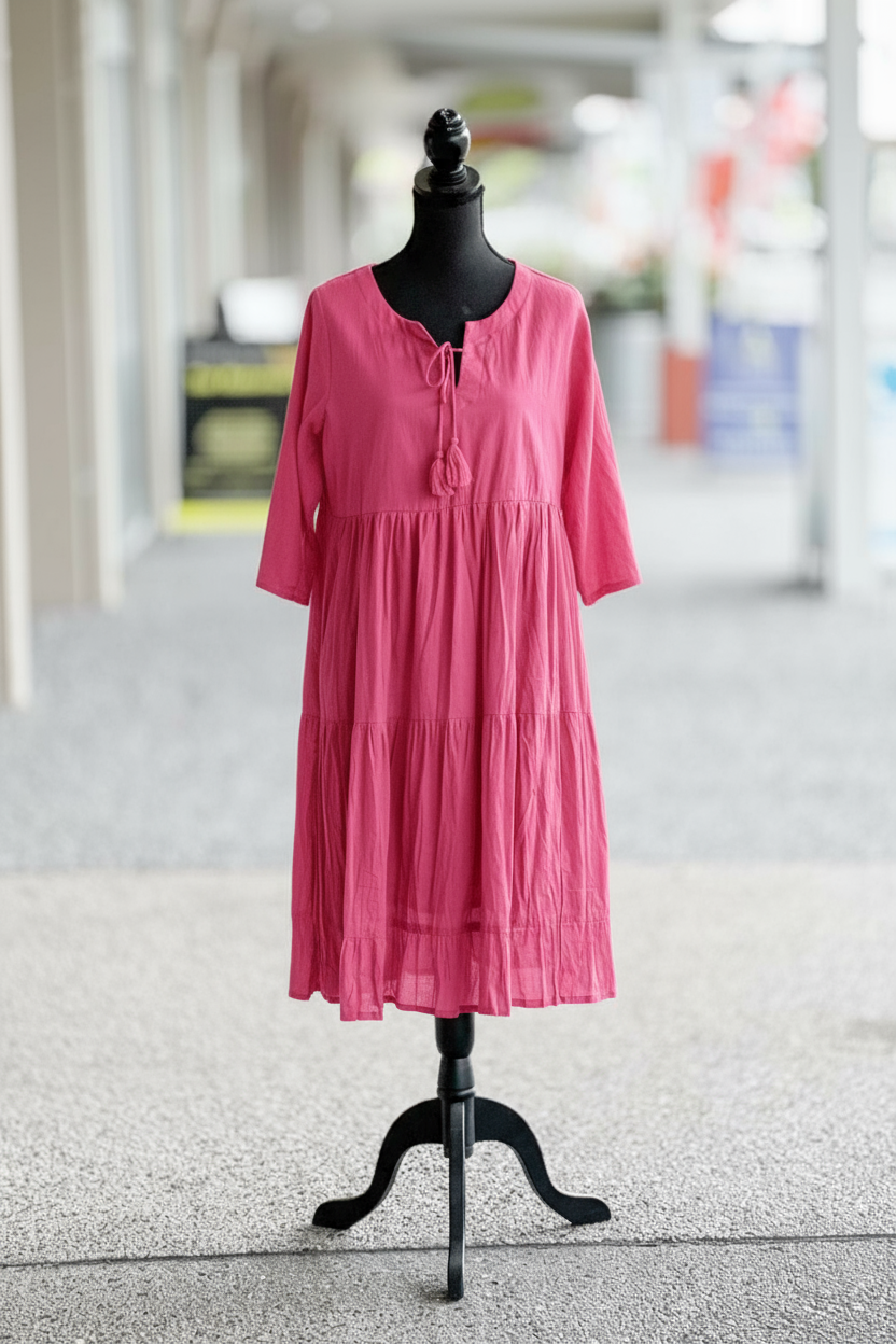 Flamingo Cotton Tier Dress