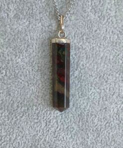 Bloodstone Crystal Pendant Necklace