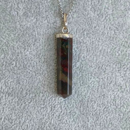 Bloodstone Crystal Pendant Necklace